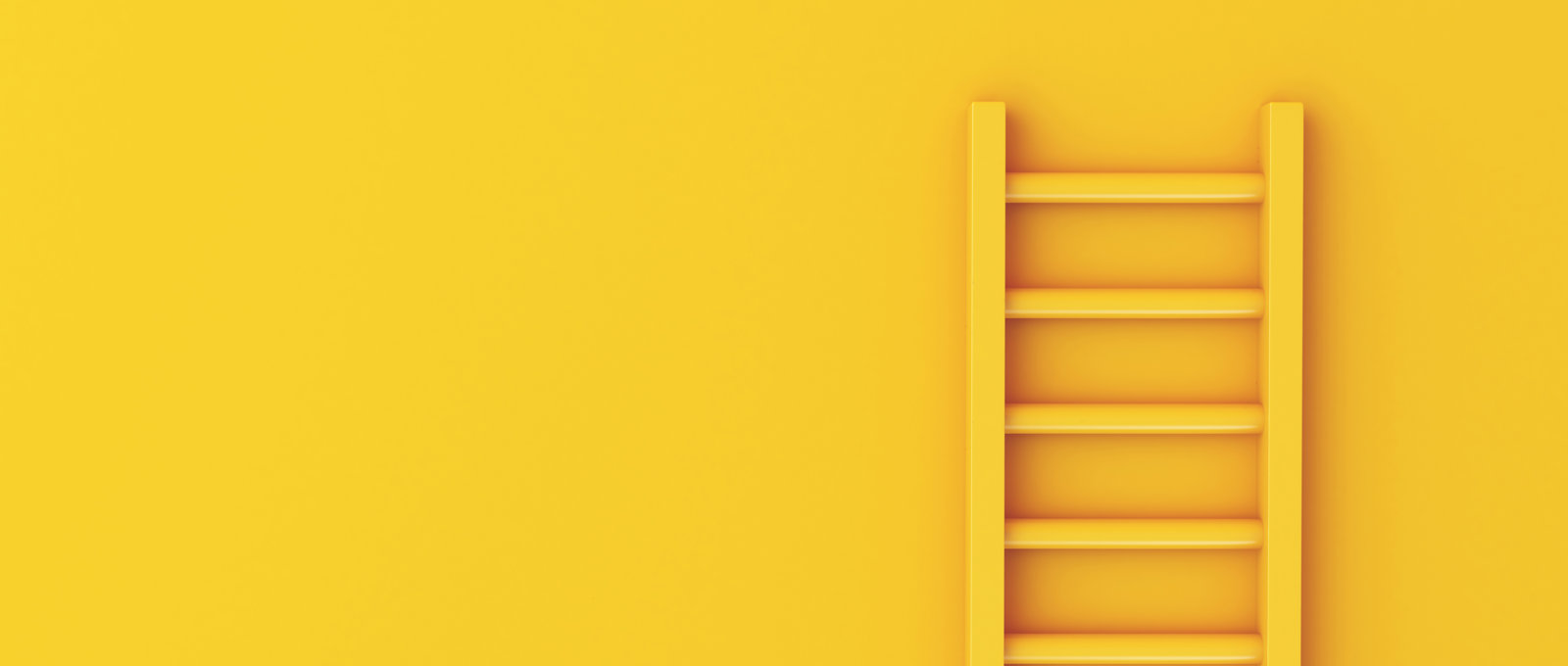 Photo of a yellow ladder leaning against a yellow wall