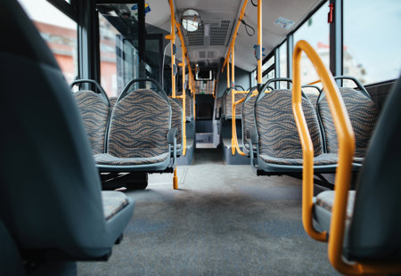 Public Bus With No People During Covid19 Worldwide Epidemic