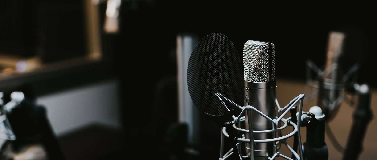 A microphone in a recording studio