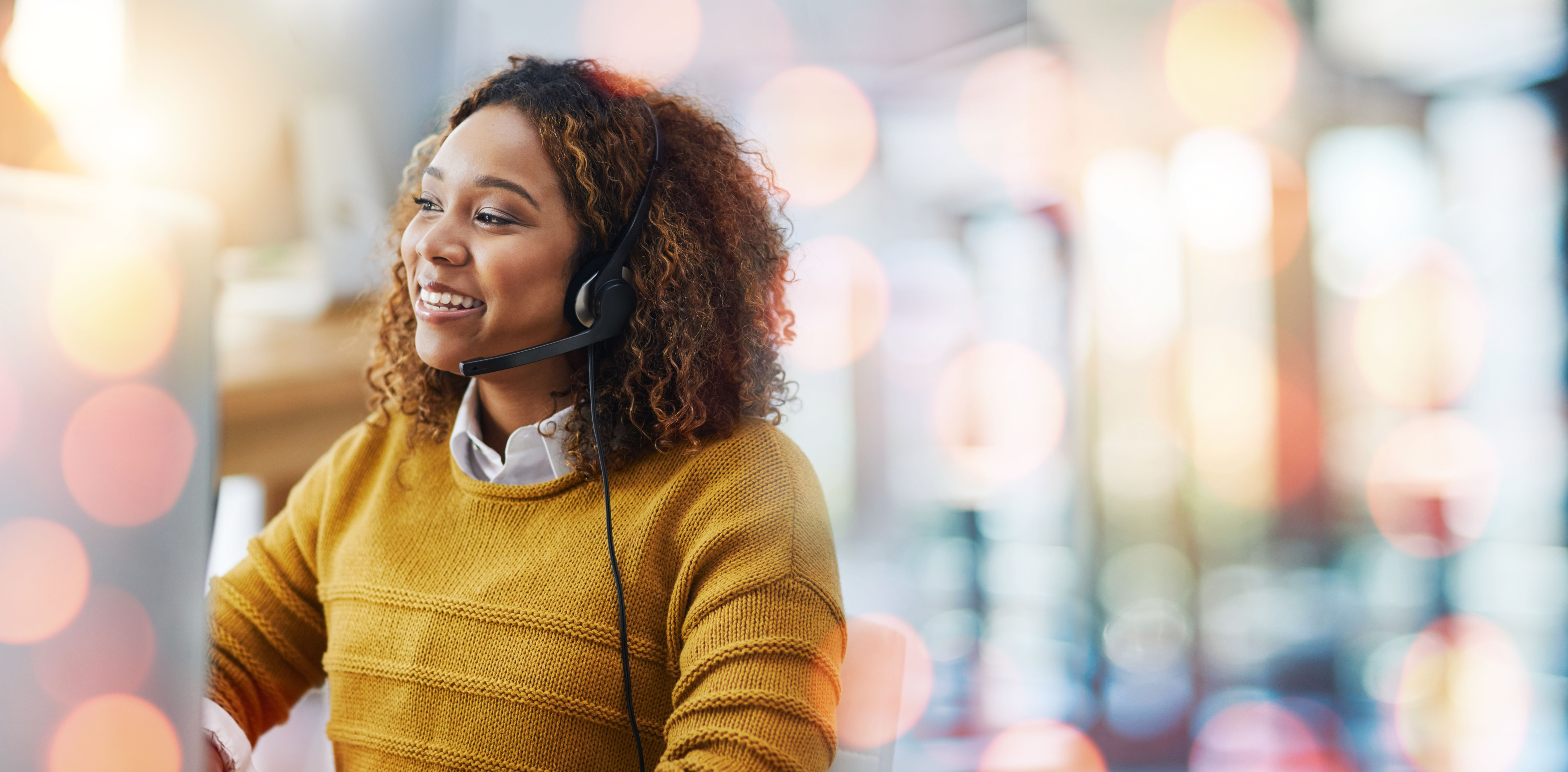 Customer service advisor answering a call