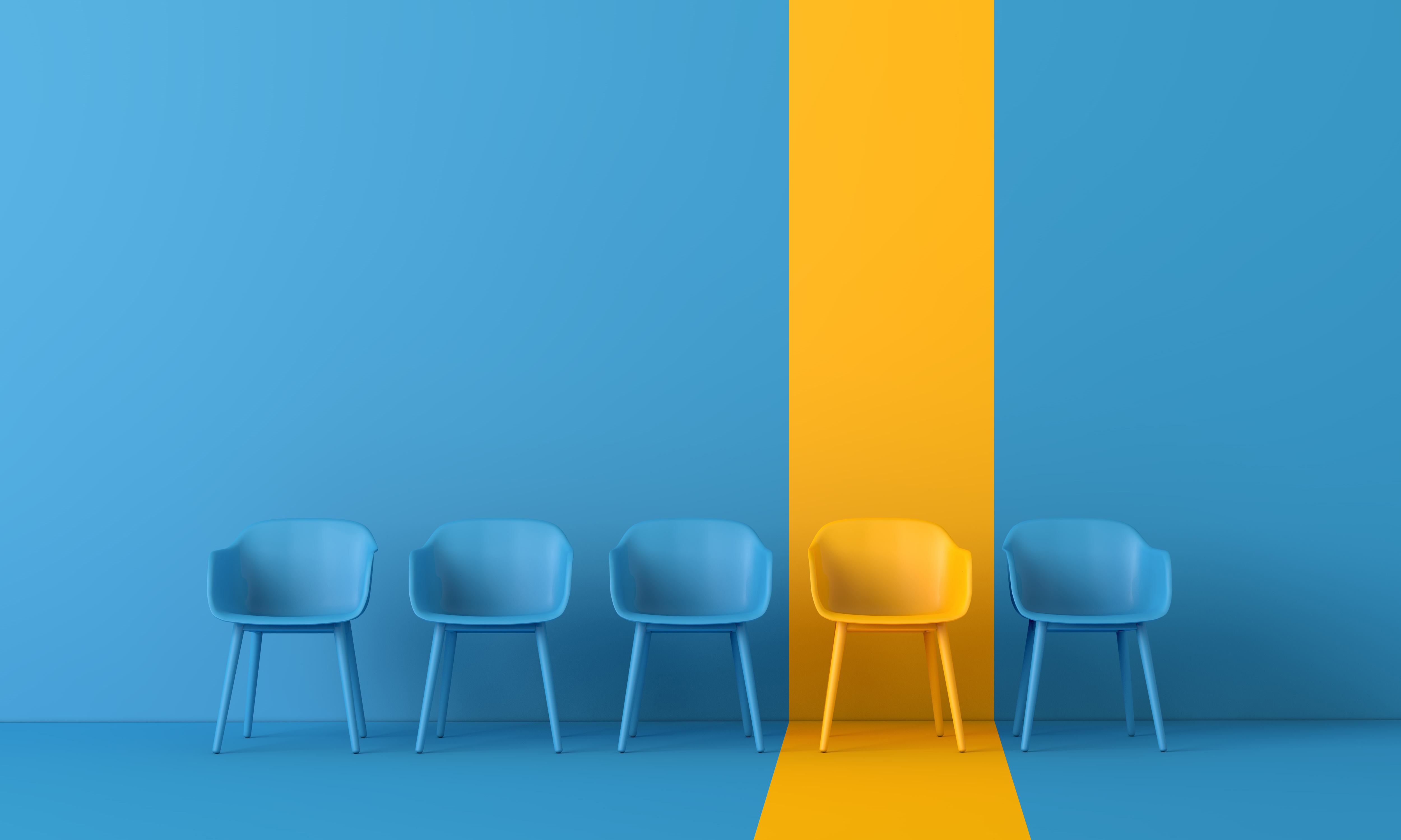 Yellow Chair Standing Out From Crowd Business Concept D Rendering (1)