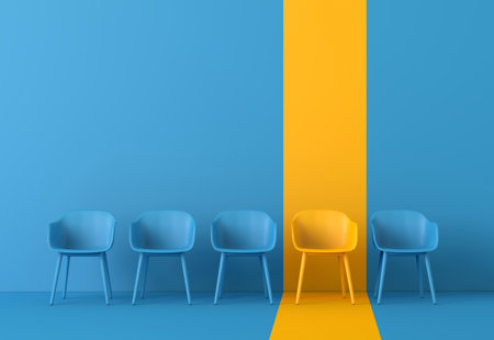 Yellow Chair Standing Out From Crowd Business Concept D Rendering (1)