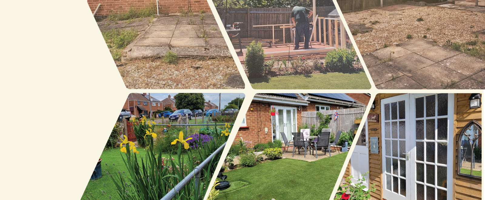 Collage of photos of customer's garden