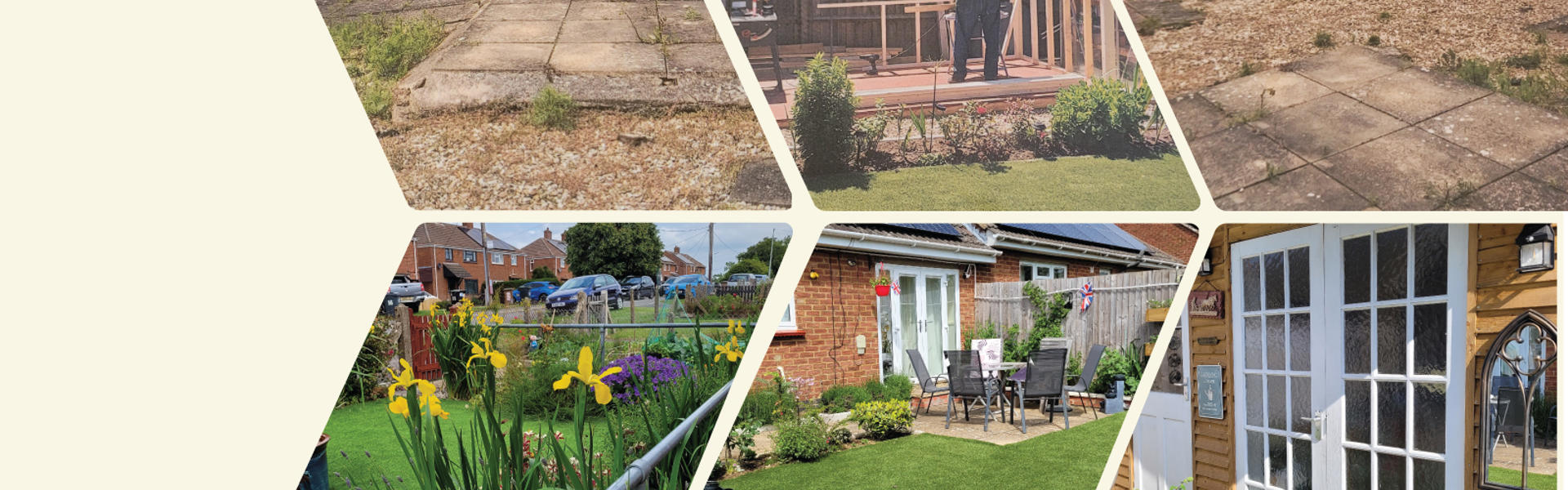 Collage of photos of customer's garden