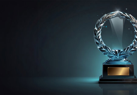 Dark graphic of an award