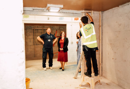 Futures colleague plastering ceiling
