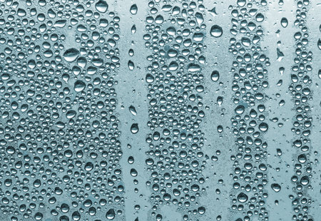 Close up of heavy condensation on a window