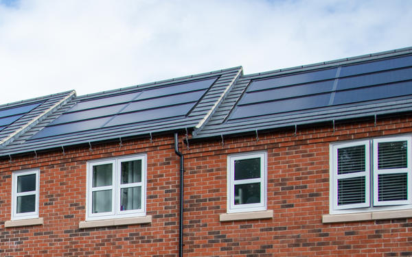 Close-up of solar panels on top of roof