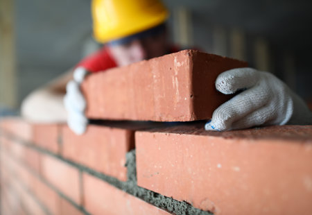 Close-up bricklaying