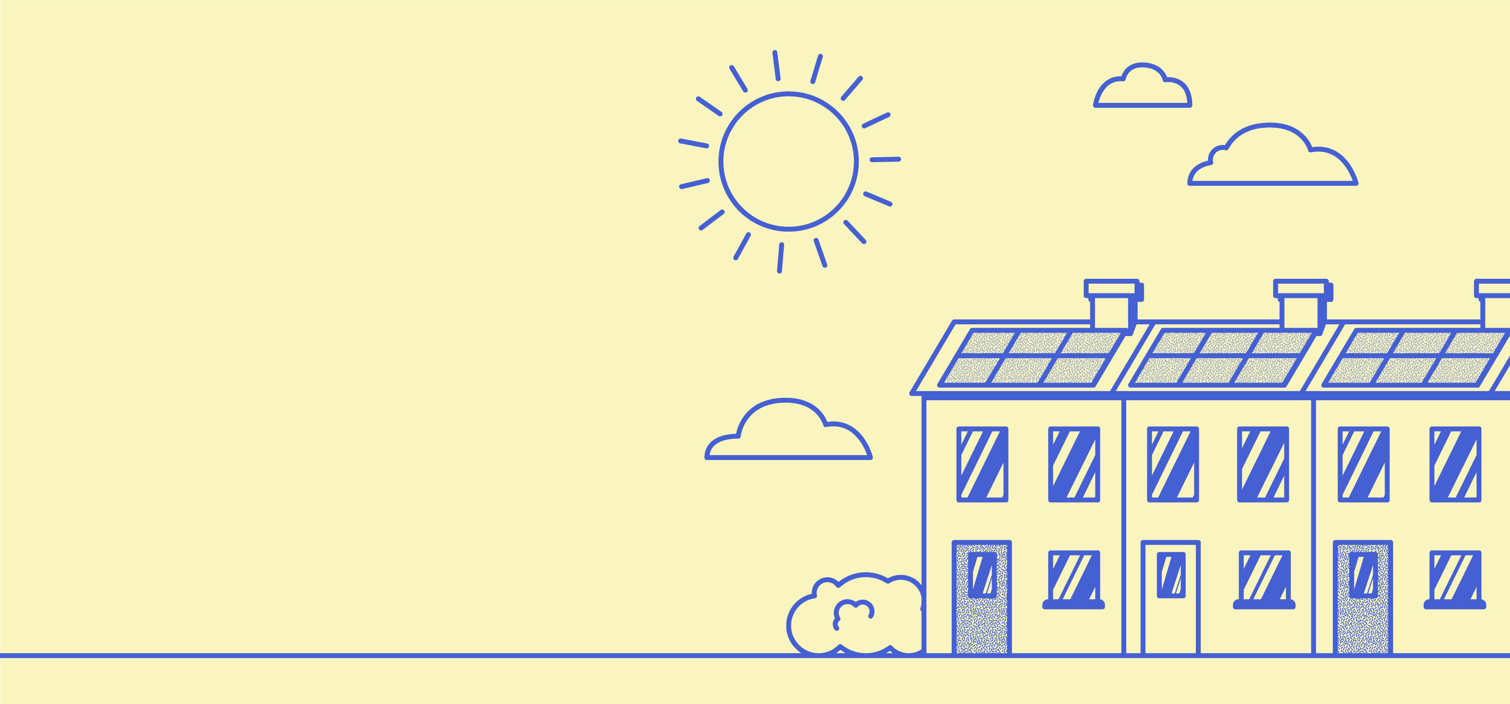 Sunny houses on a yellow background