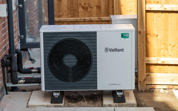 Photo of an air source heat pump