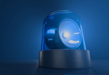 Photo of a blue emergency light of the type that would often be on top of an emergency vehicle