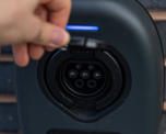 Close-up of electric car charging point