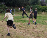 Children playing football at Langley Mill event