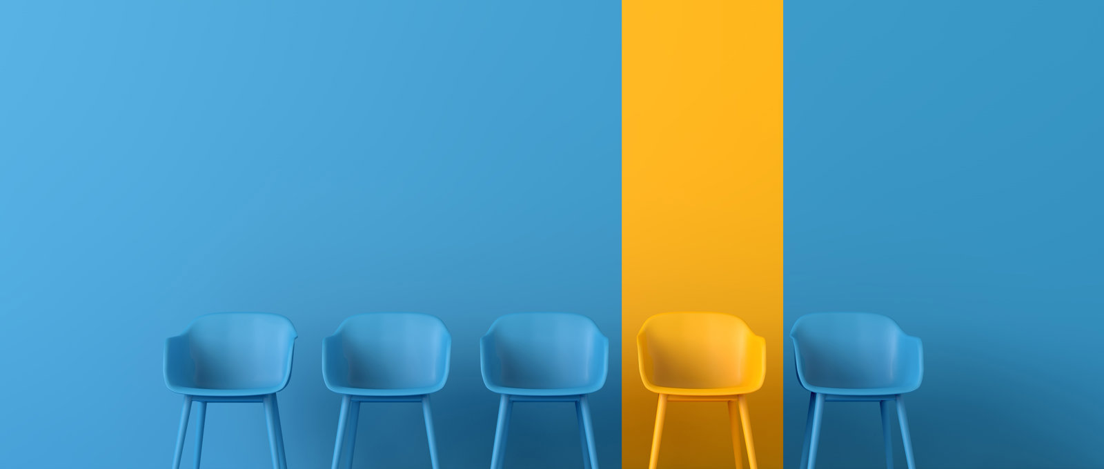 Yellow Chair Standing Out From Crowd Business Concept D Rendering