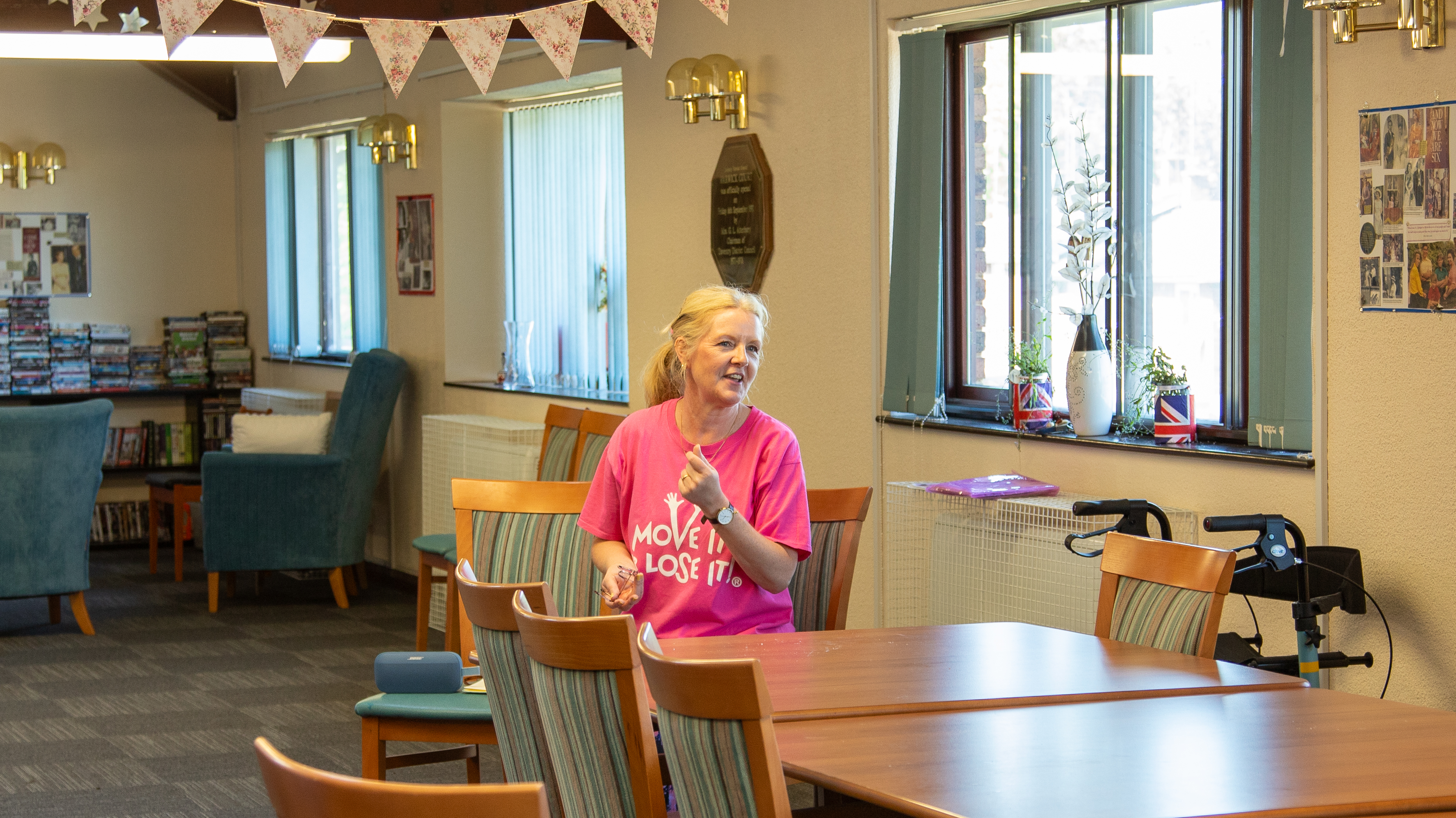Fitness instructor with customers at Warwick Court